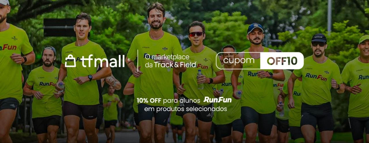 tfmall, o marketplace da Track&Field. Cupom OFF10: 10% OFF para alunos RunFun em produtos selecionados